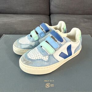 Veja V-10 Blue Suede Round Toe Trainers Casual Shoes Youth/Kid Size 12.5 EU 30